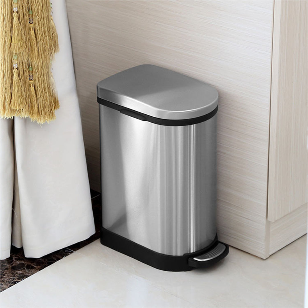 Premium Foot Pedal Stainless Steel Rubbish Recycling Garbage Waste Trash Bin 10L U - image9