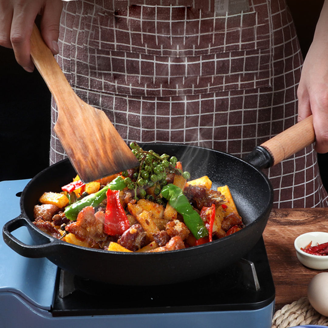Premium 2X 27cm Round Cast Iron Frying Pan Skillet Steak Sizzle Platter with Helper Handle - image9