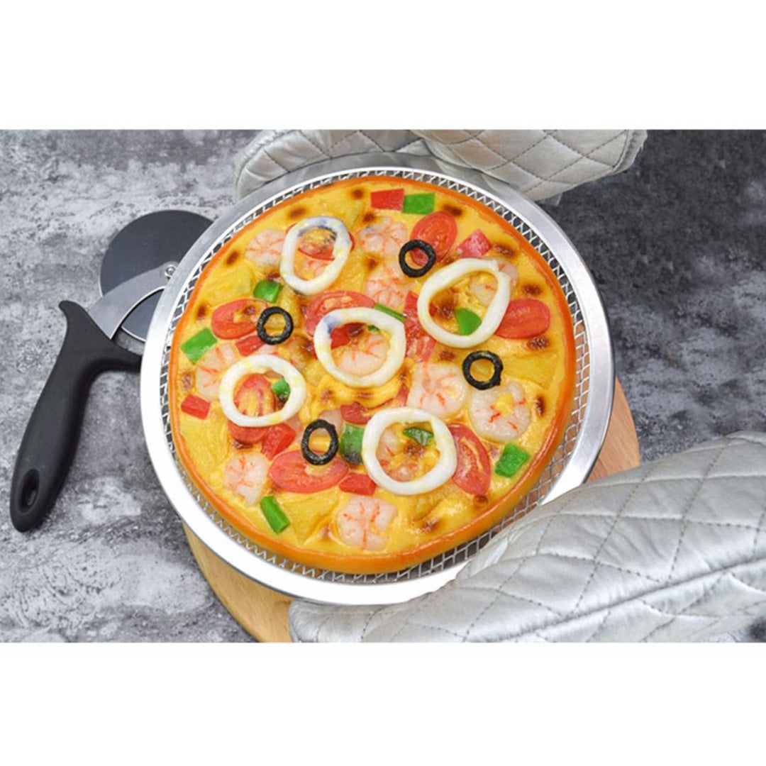 Premium 2X 8-inch Round Seamless Aluminium Nonstick Commercial Grade Pizza Screen Baking Pan - image9