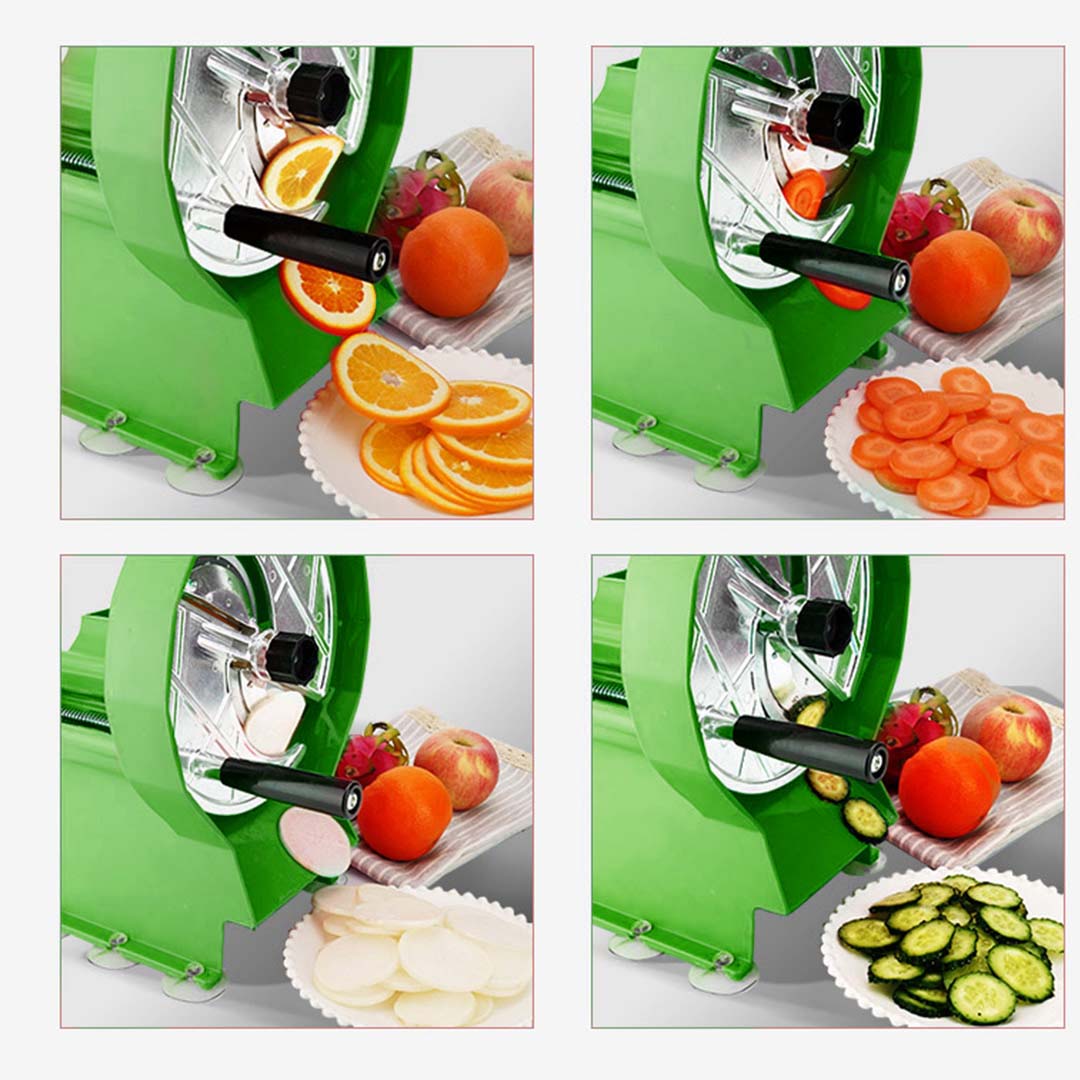 Premium 2X Commercial Manual Vegetable Fruit Slicer Kitchen Cutter Machine Green - image9