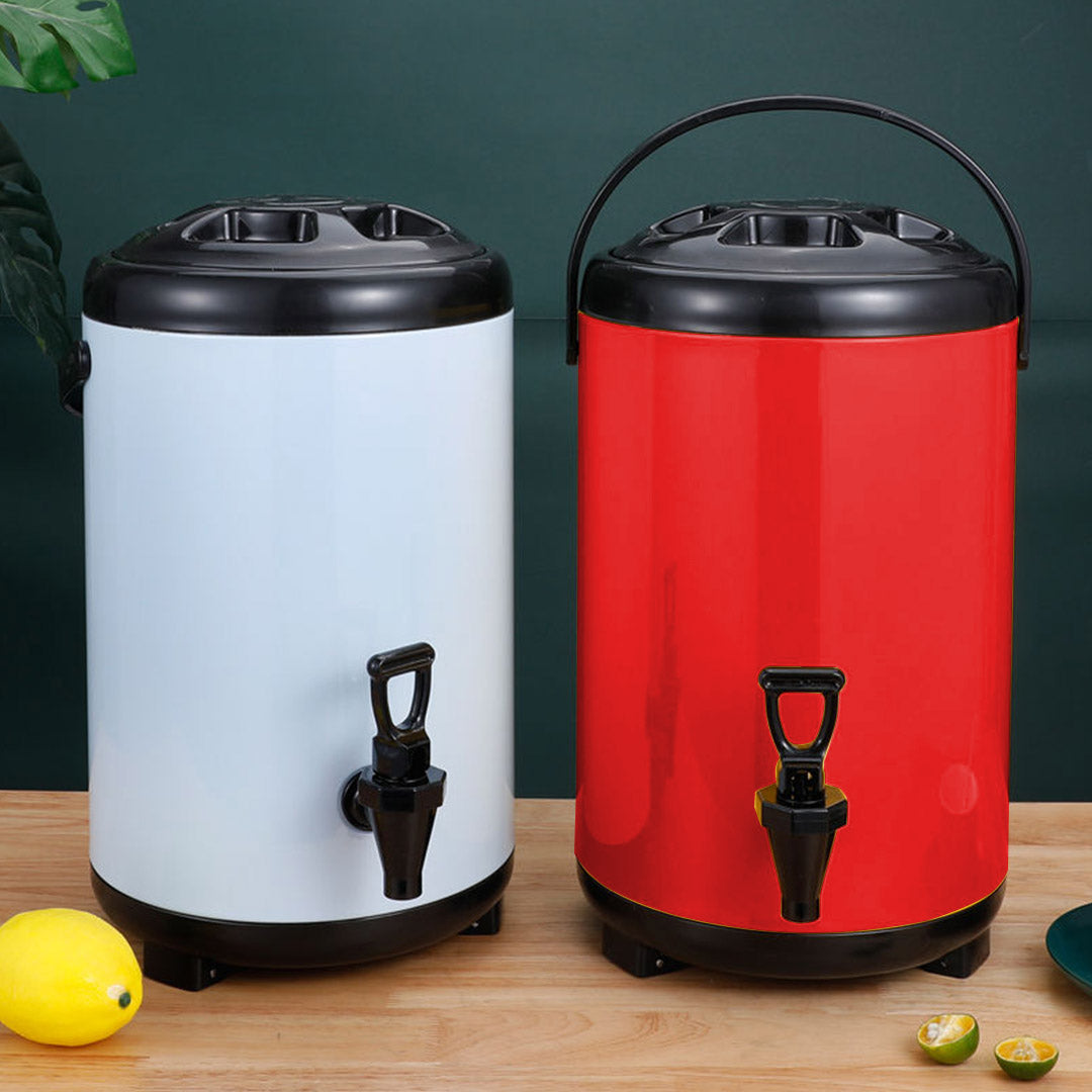 Premium 8X 14L Stainless Steel Insulated Milk Tea Barrel Hot and Cold Beverage Dispenser Container with Faucet Red - image9