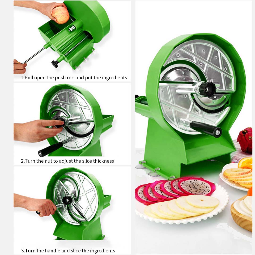 Premium 2X Commercial Manual Vegetable Fruit Slicer Kitchen Cutter Machine Green - image10