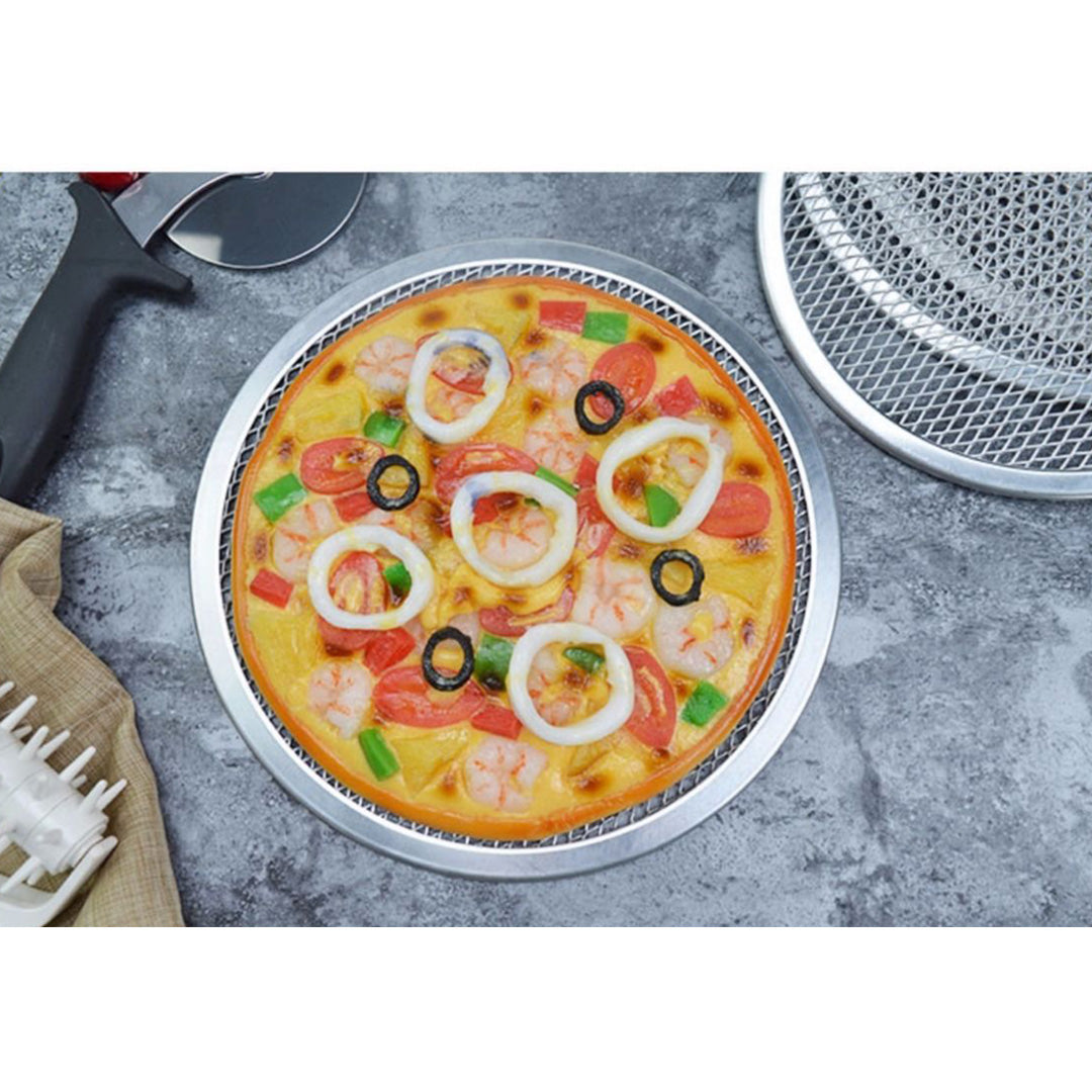 Premium 2X 8-inch Round Seamless Aluminium Nonstick Commercial Grade Pizza Screen Baking Pan - image10