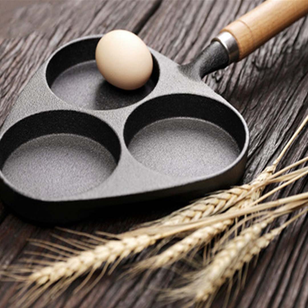 Premium 2X 3 Mold Cast Iron Breakfast Fried Egg Pancake Omelette Fry Pan - image10