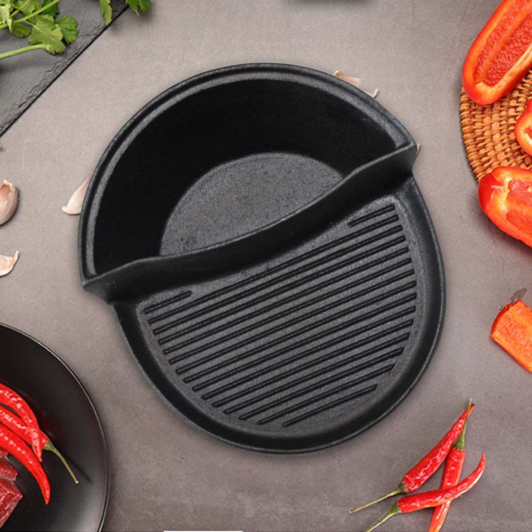 Premium 2 in 1 Cast Iron Ribbed Fry Pan Skillet Griddle BBQ and Steamboat Hot Pot - image10