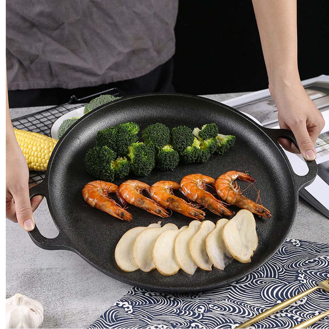 Premium 2x Cast Iron 30cm Frying Pan Skillet Coating Steak Sizzle Platter - image11