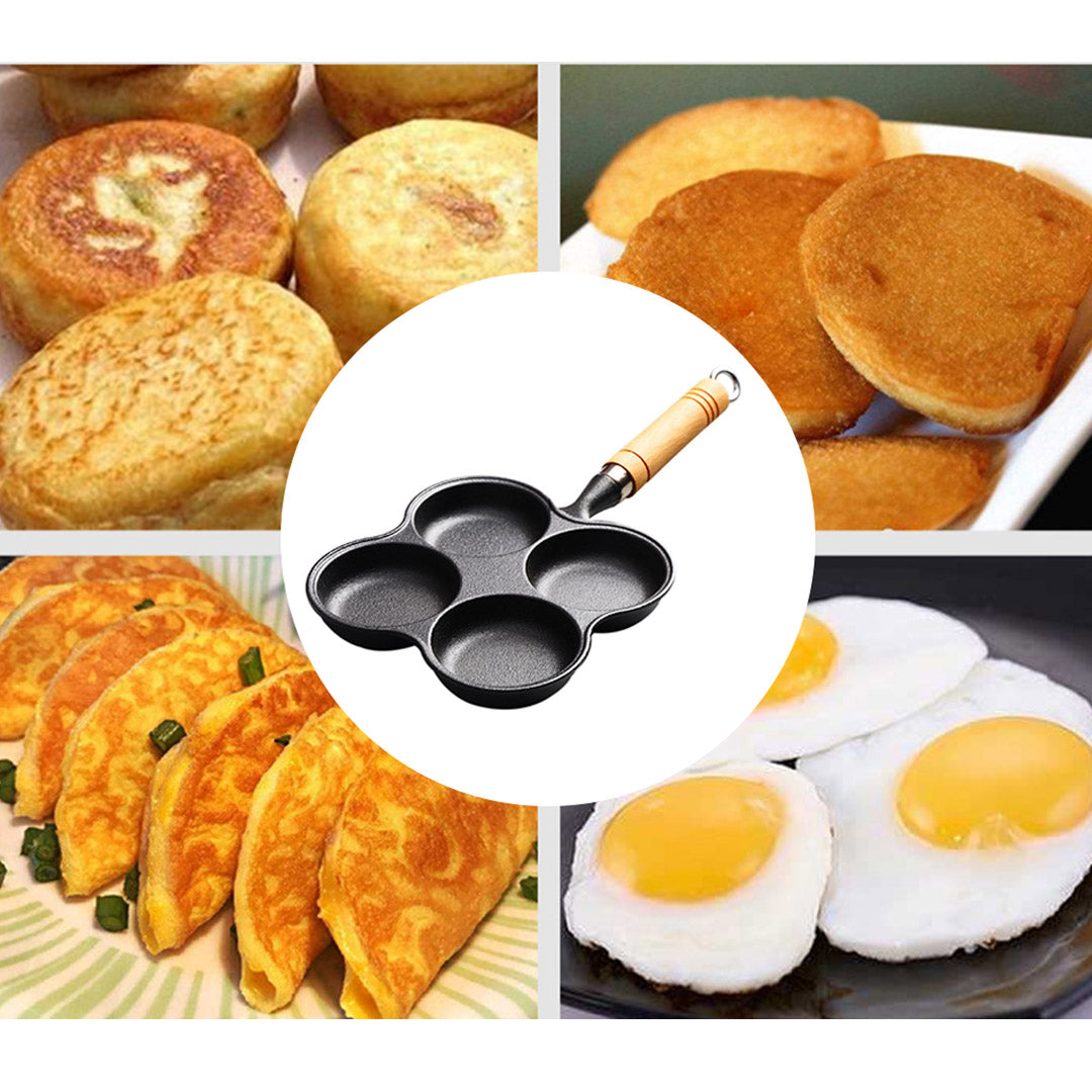 Premium 4 Mold Multi-Portion Cast Iron Breakfast Fried Egg Pancake Omelet Fry Pan - image11