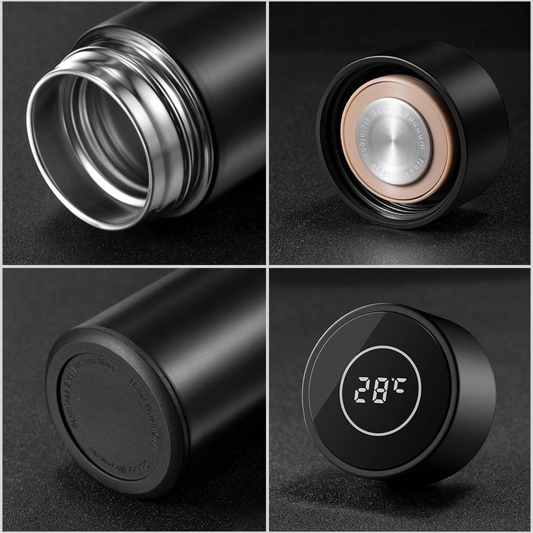 Premium 2X 500ML Stainless Steel Smart LCD Thermometer Display Bottle Vacuum Flask Thermos White - image11