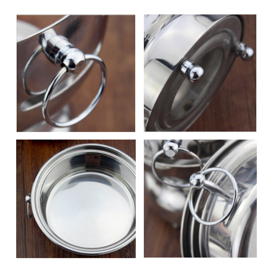 Premium Stainless Steel Mini Asian Buffet Hot Pot Single Person Shabu Alcohol Stove Burner with Glass Lid - image11