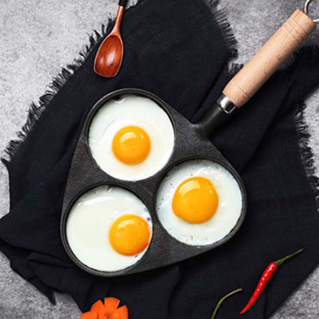 Premium 3 Mold Cast Iron Breakfast Fried Egg Pancake Omelette Fry Pan - image11