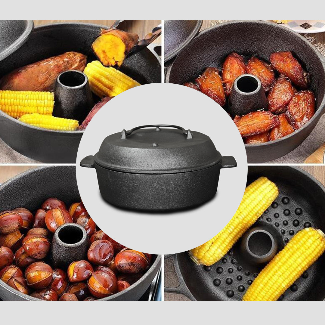 Premium 2X 28cm Cast Iron Dutch Oven Pre-Seasoned Cast Iron Pot with Lid - image12