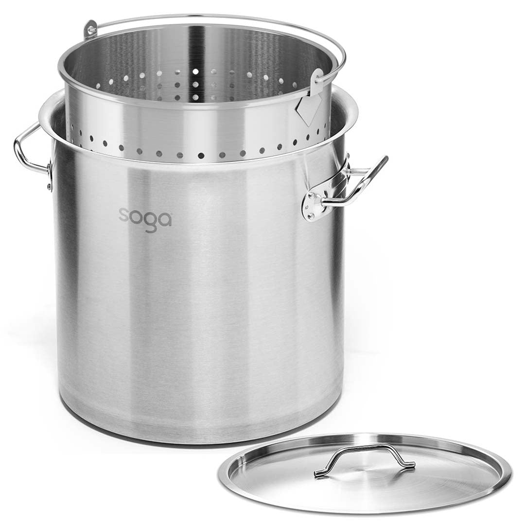 Premium 33L 18/10 Stainless Steel Stockpot with Perforated Stock pot Basket Pasta Strainer - image12