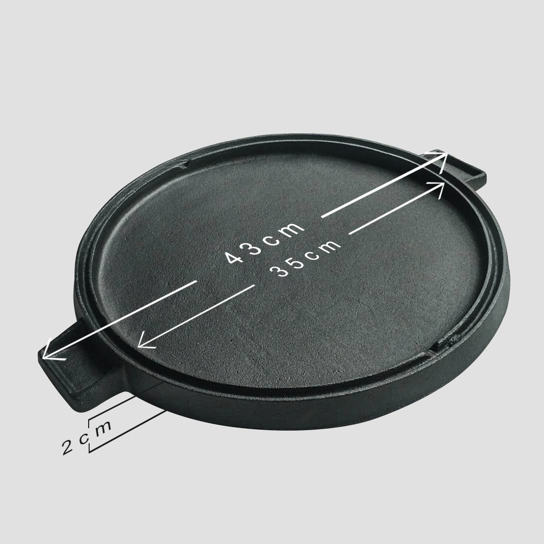 Premium 2X 43cm Round Ribbed Cast Iron Frying Pan Skillet Steak Sizzle Platter with Handle - image13