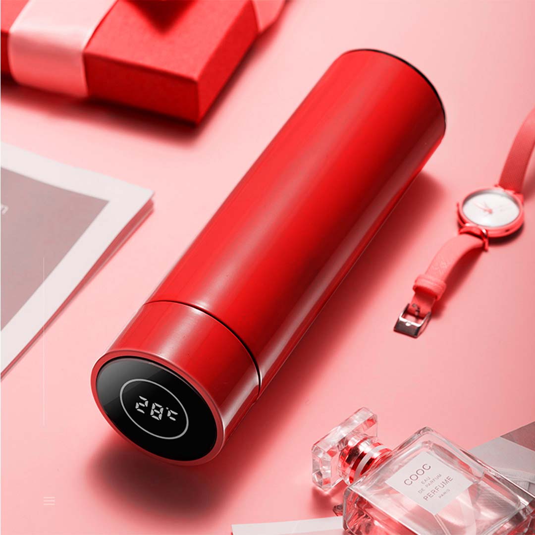 Premium 500ML Stainless Steel Smart LCD Thermometer Display Bottle Vacuum Flask Thermos Red - image14