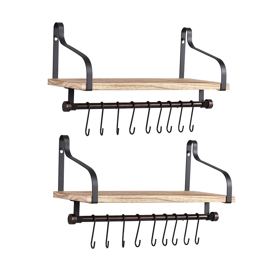 Floating Shelf Brackets Wall Shelves Mount Display Rack Storage Hook 2pcs - image1