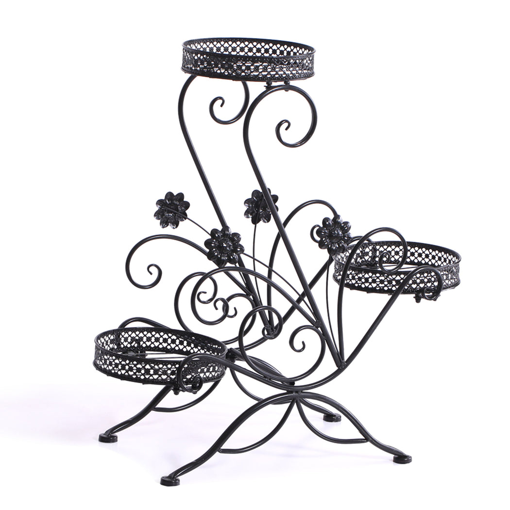 Plant Stand Outdoor Indoor Metal Flower Pots Rack Corner Planter Shelf - image1