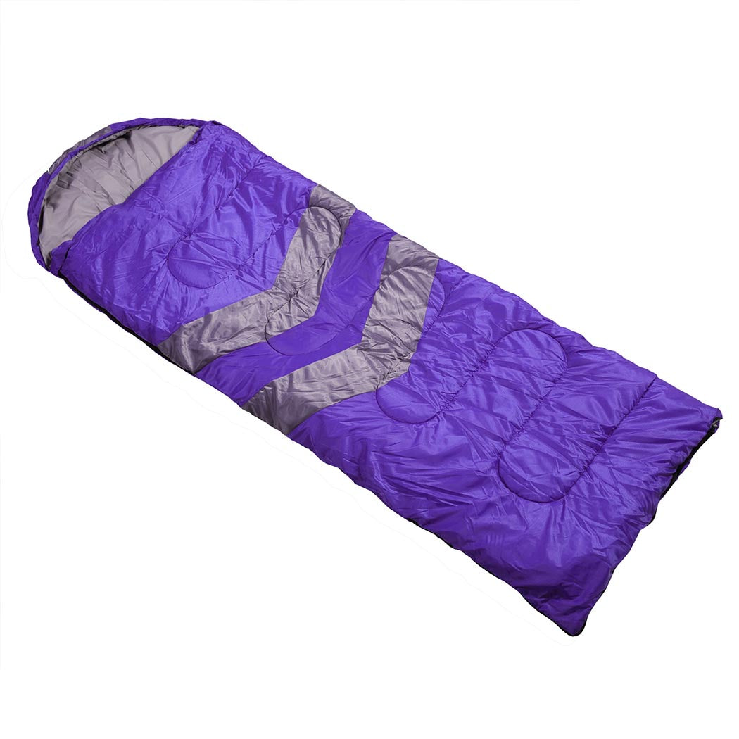 Mountview -20å¡C Outdoor Camping Thermal Sleeping Bag Envelope Tent Hiking Purple - image1