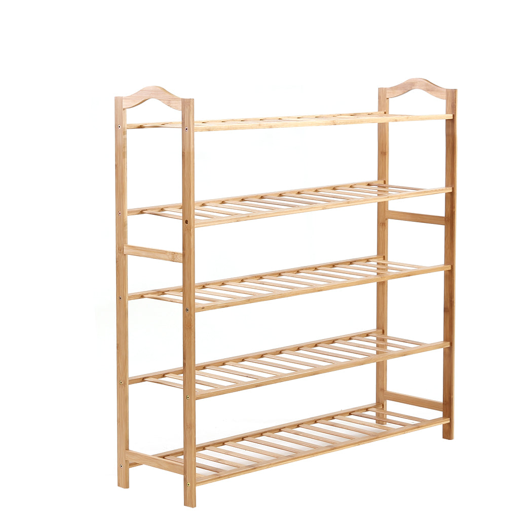 Bamboo Shoe Rack Storage Wooden Organizer Shelf Stand 5 Tiers Layers 80cm - image1