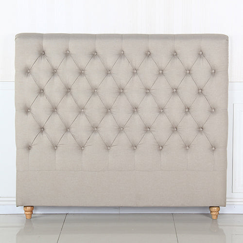 Bed Head Queen Size French Provincial Headboard Upholsterd Fabric Beige - image6