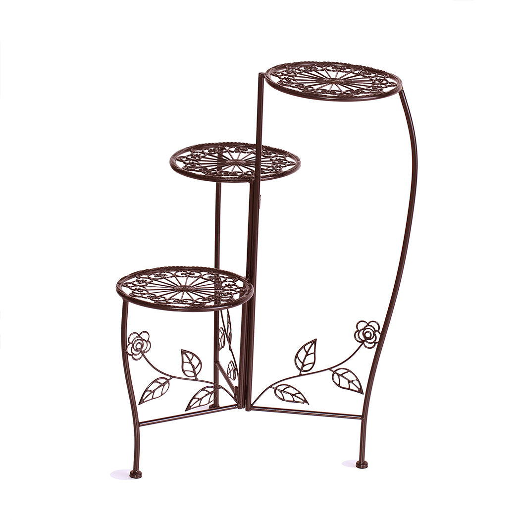 Plant Stand Outdoor Indoor Flower Pots Garden Metal Corner Shelf Wrought Iron - image2