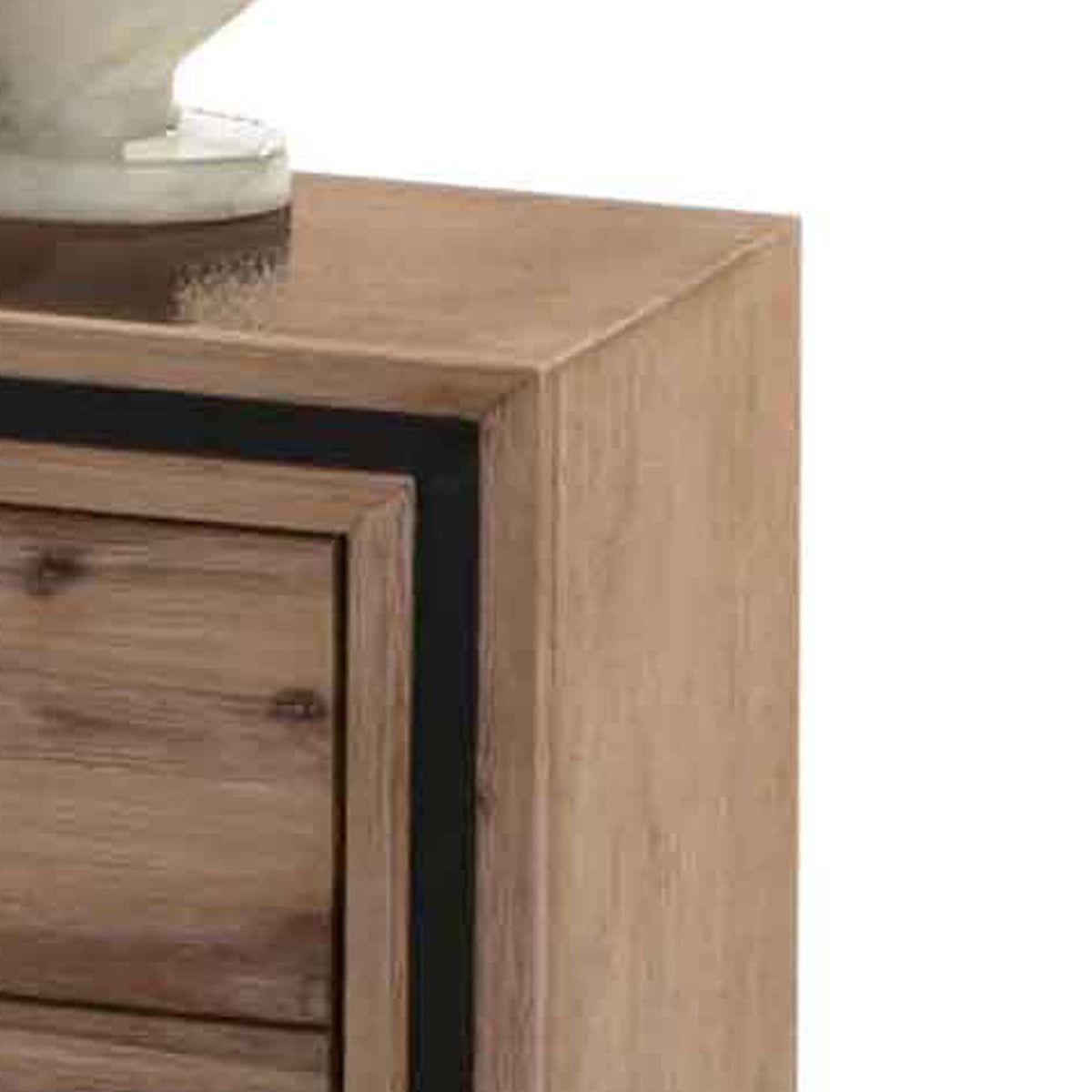 Bedside Table 2 drawer Night Stand with Solid Acacia Storage in Sliver Brush Colour - image3