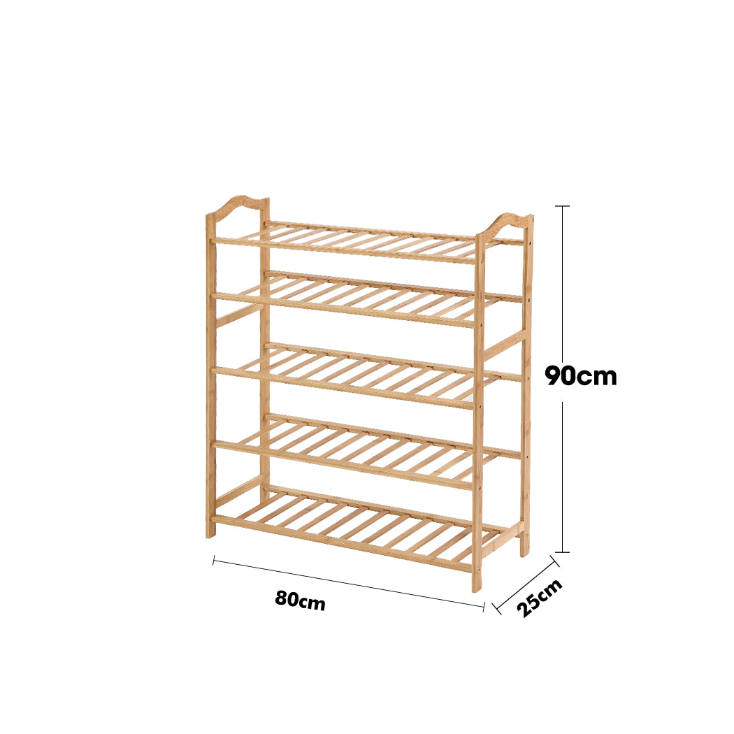 Bamboo Shoe Rack Storage Wooden Organizer Shelf Stand 5 Tiers Layers 80cm - image3