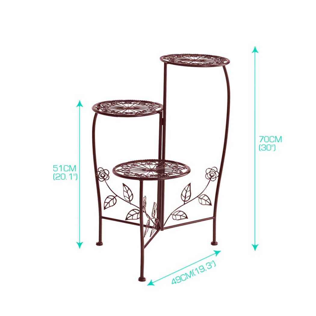 Plant Stand Outdoor Indoor Flower Pots Garden Metal Corner Shelf Wrought Iron - image3