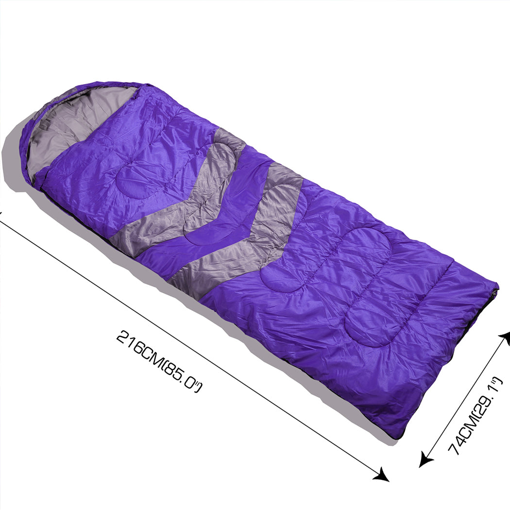 Mountview -20å¡C Outdoor Camping Thermal Sleeping Bag Envelope Tent Hiking Purple - image3