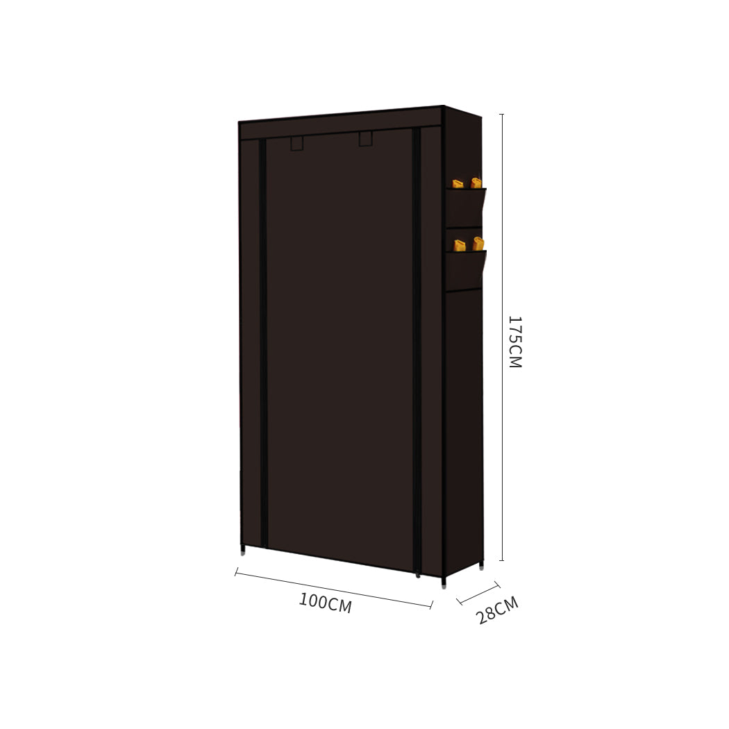 10 Tier Shoe Rack Portable Storage Cabinet Organiser Wardrobe Brown Cover - image2