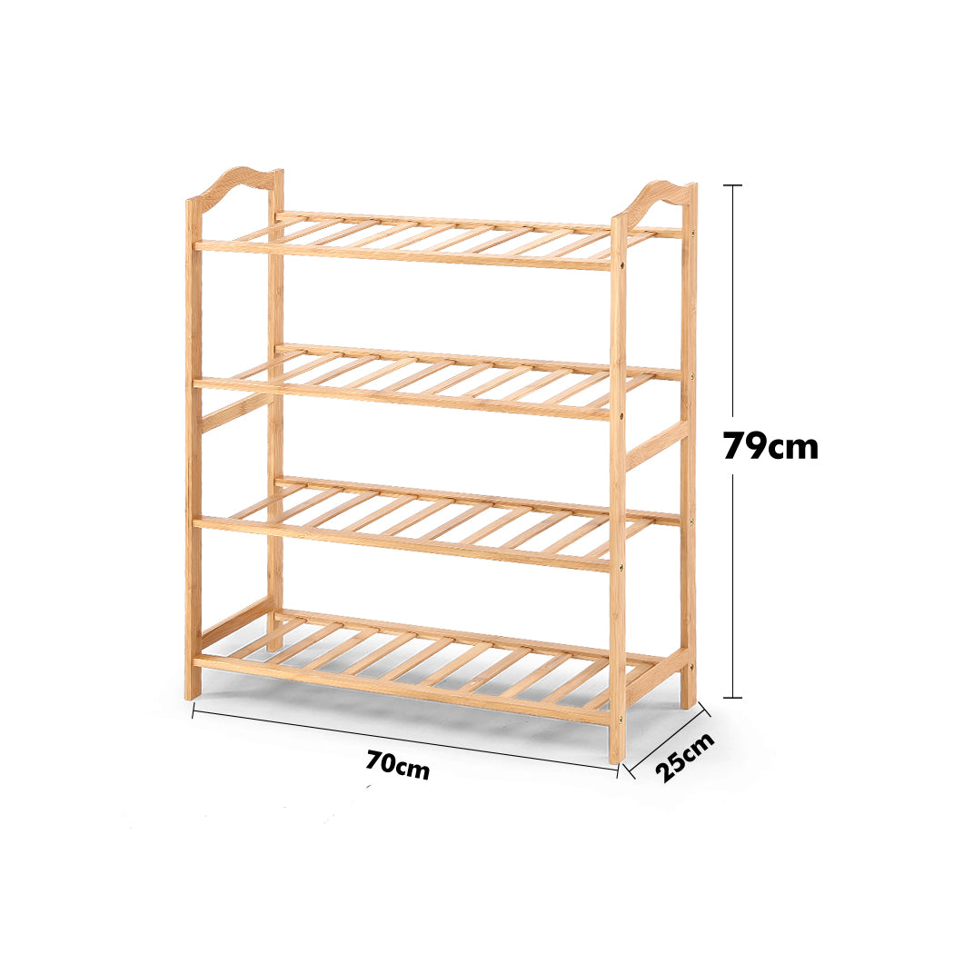 Levede Bamboo Shoe Rack Storage Wooden Organizer Shelf Stand 4 Tiers Layers 70cm - image3