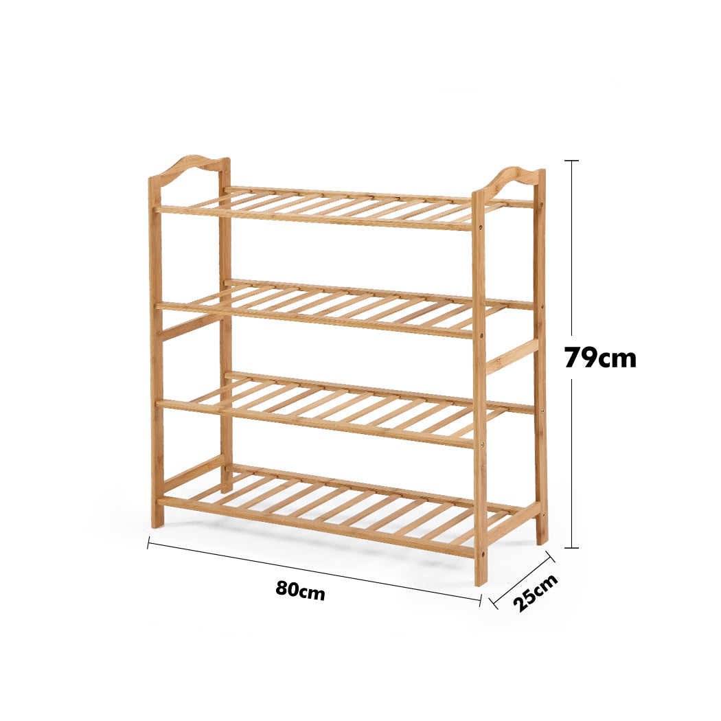 Bamboo Shoe Rack Storage Wooden Organizer Shelf Stand 4 Tiers Layers 80cm - image3