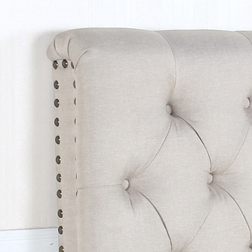 Bed Head Double Size French Provincial Headboard Upholsterd Fabric Beige - image3