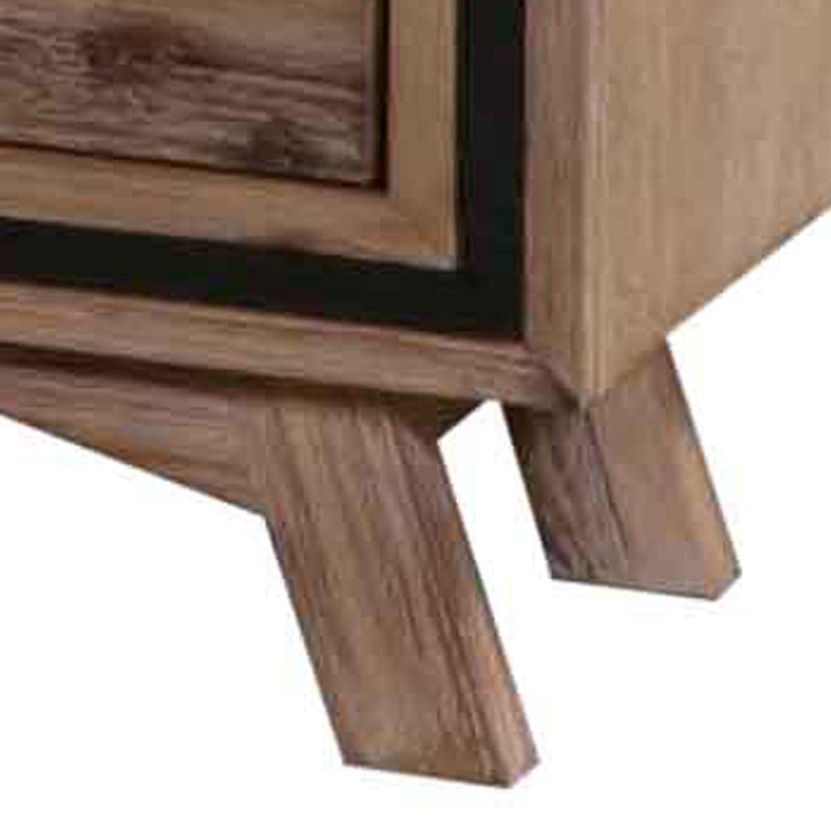 Bedside Table 2 drawer Night Stand with Solid Acacia Storage in Sliver Brush Colour - image5