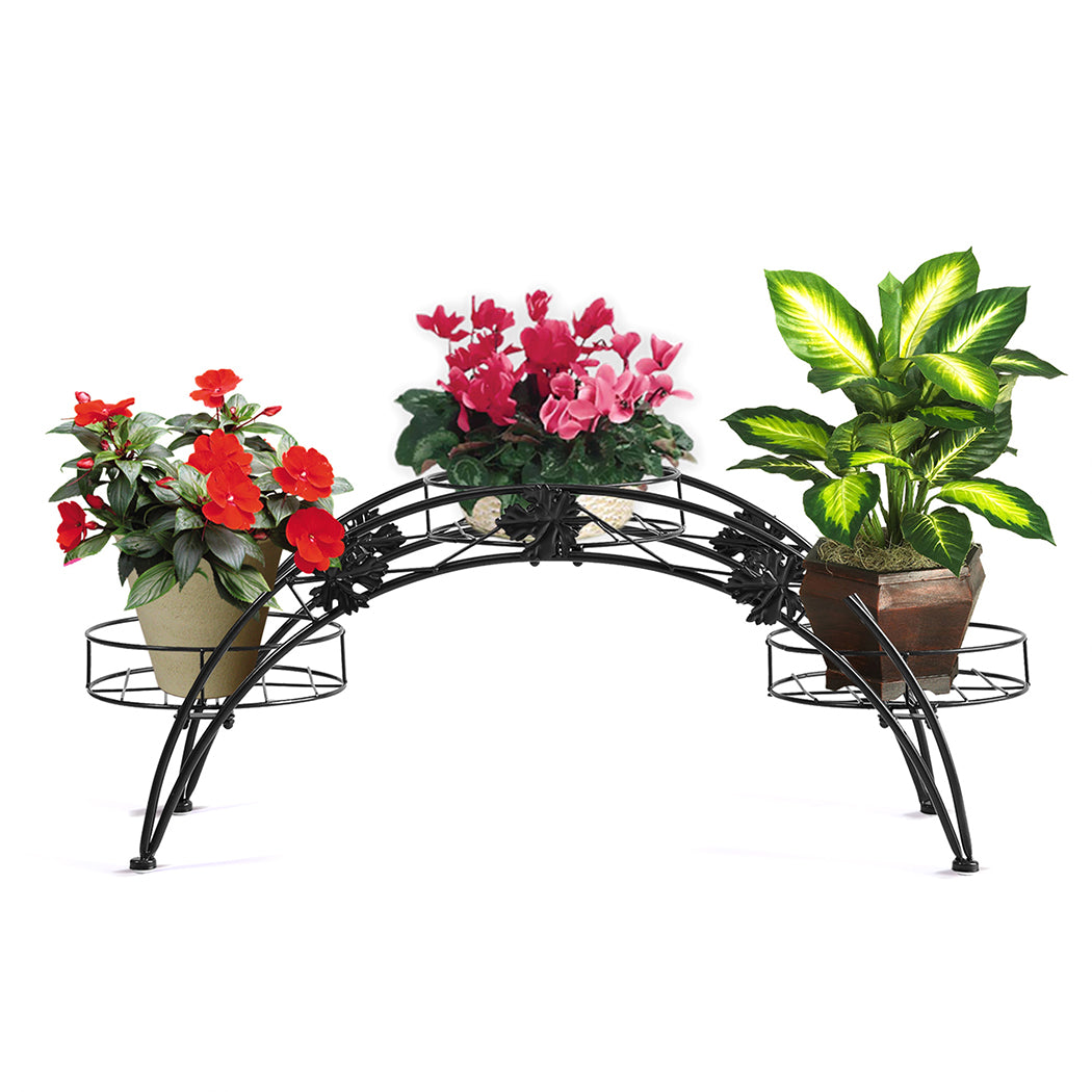 Plant Stand Outdoor Indoor Metal Flower Pots Rack Corner Planter Shelf - image6