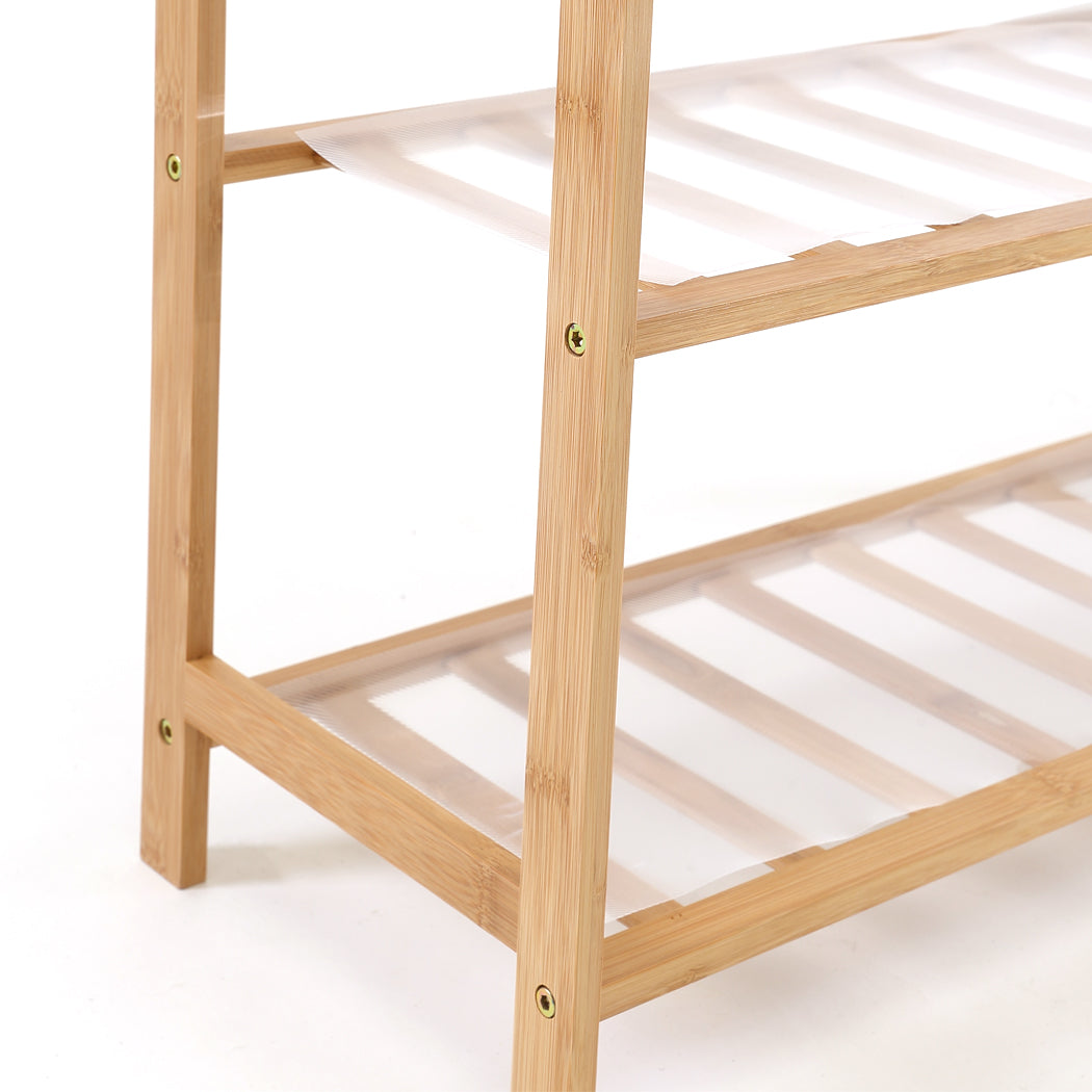 Levede Bamboo Shoe Rack Storage Wooden Organizer Shelf Stand 4 Tiers Layers 70cm - image7