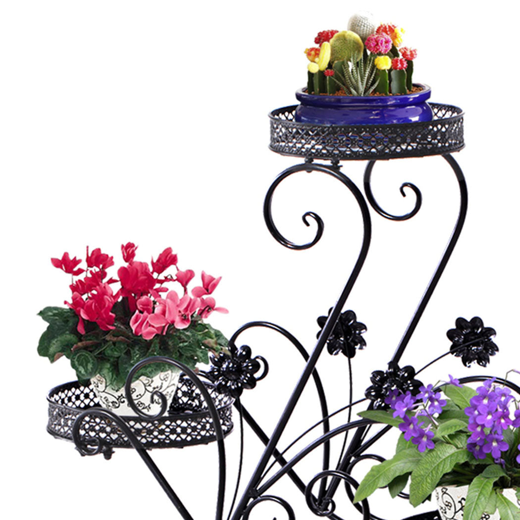 Plant Stand Outdoor Indoor Metal Flower Pots Rack Corner Planter Shelf - image7