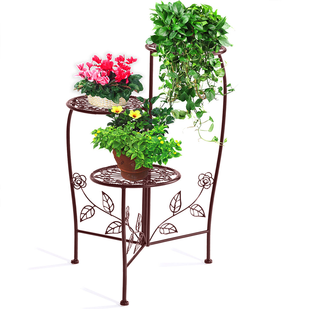 Plant Stand Outdoor Indoor Flower Pots Garden Metal Corner Shelf Wrought Iron - image7