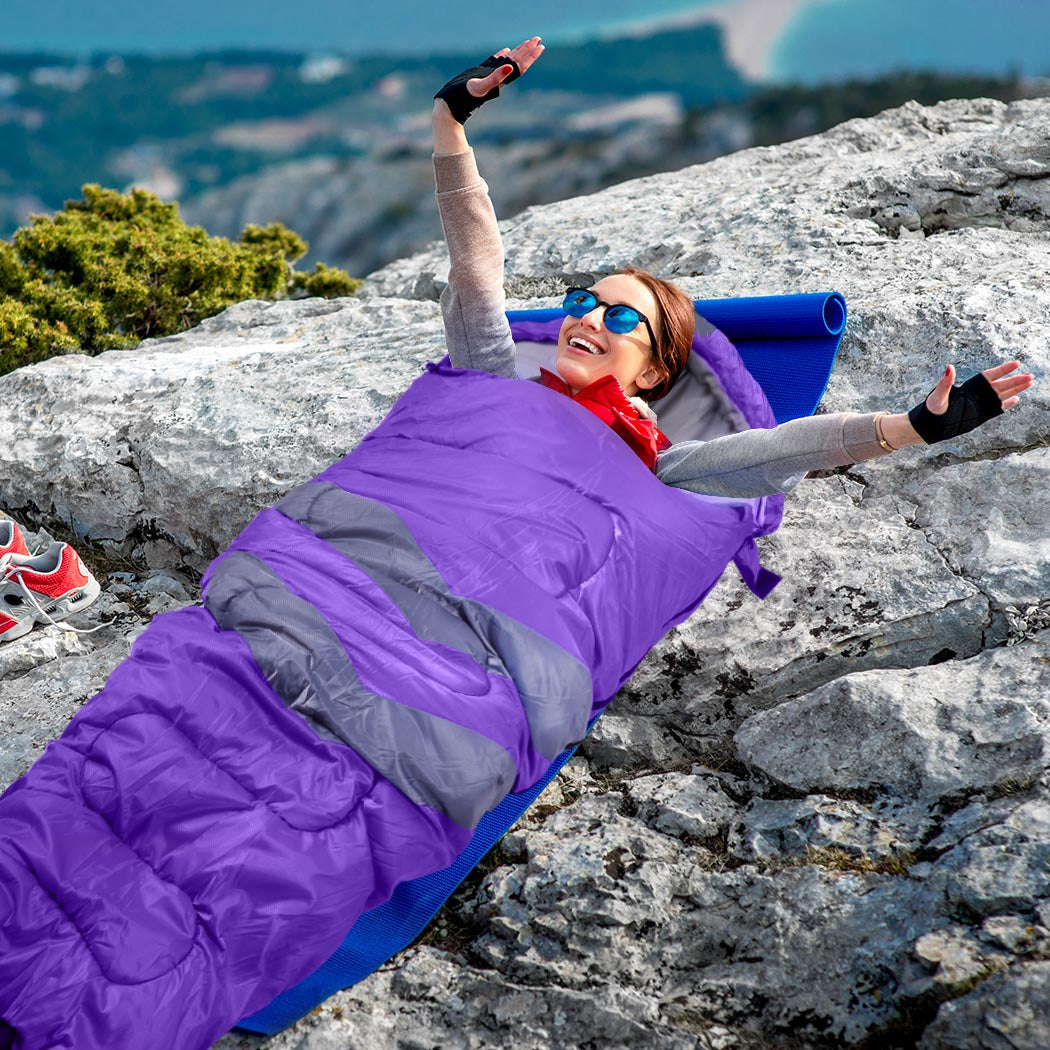 Mountview -20å¡C Outdoor Camping Thermal Sleeping Bag Envelope Tent Hiking Purple - image8