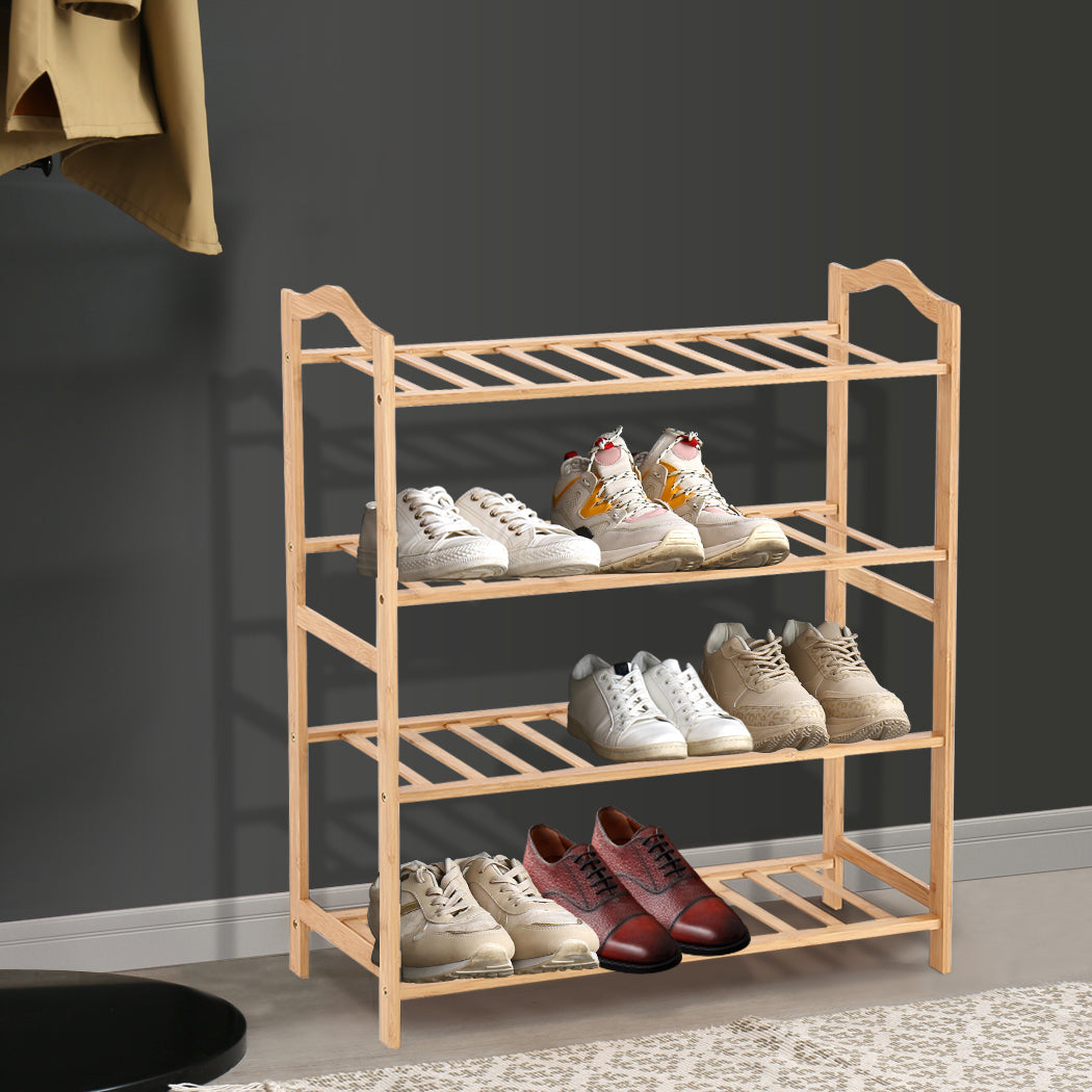 Bamboo Shoe Rack Storage Wooden Organizer Shelf Stand 4 Tiers Layers 80cm - image8