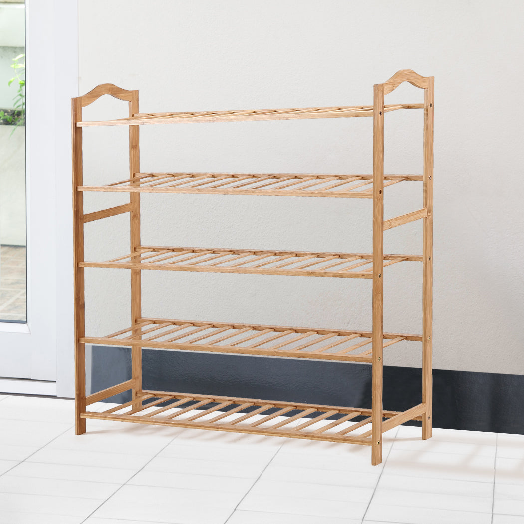 Bamboo Shoe Rack Storage Wooden Organizer Shelf Stand 5 Tiers Layers 80cm - image8