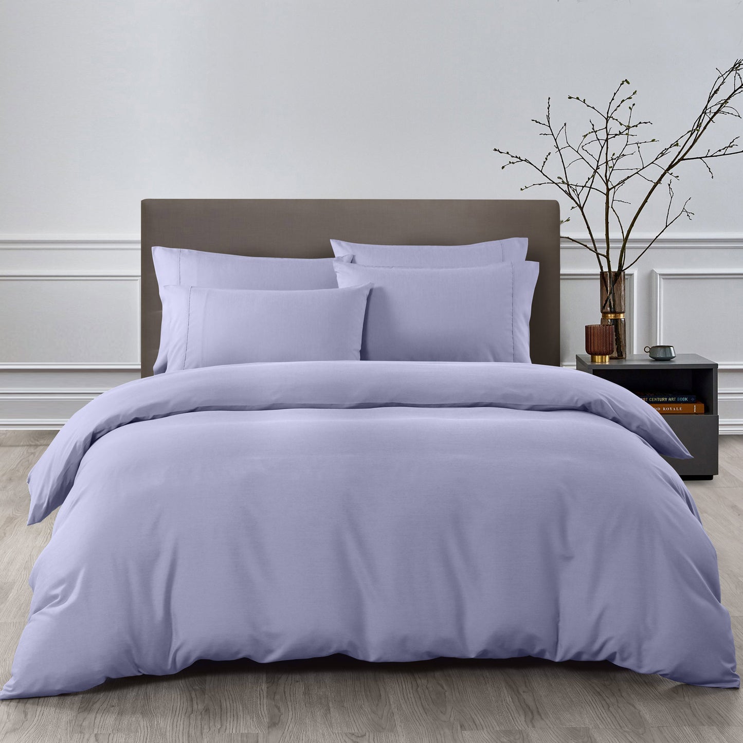 Royal Comfort Bamboo Cooling 2000TC Quilt Cover Set - King-Lilac Grey - image1