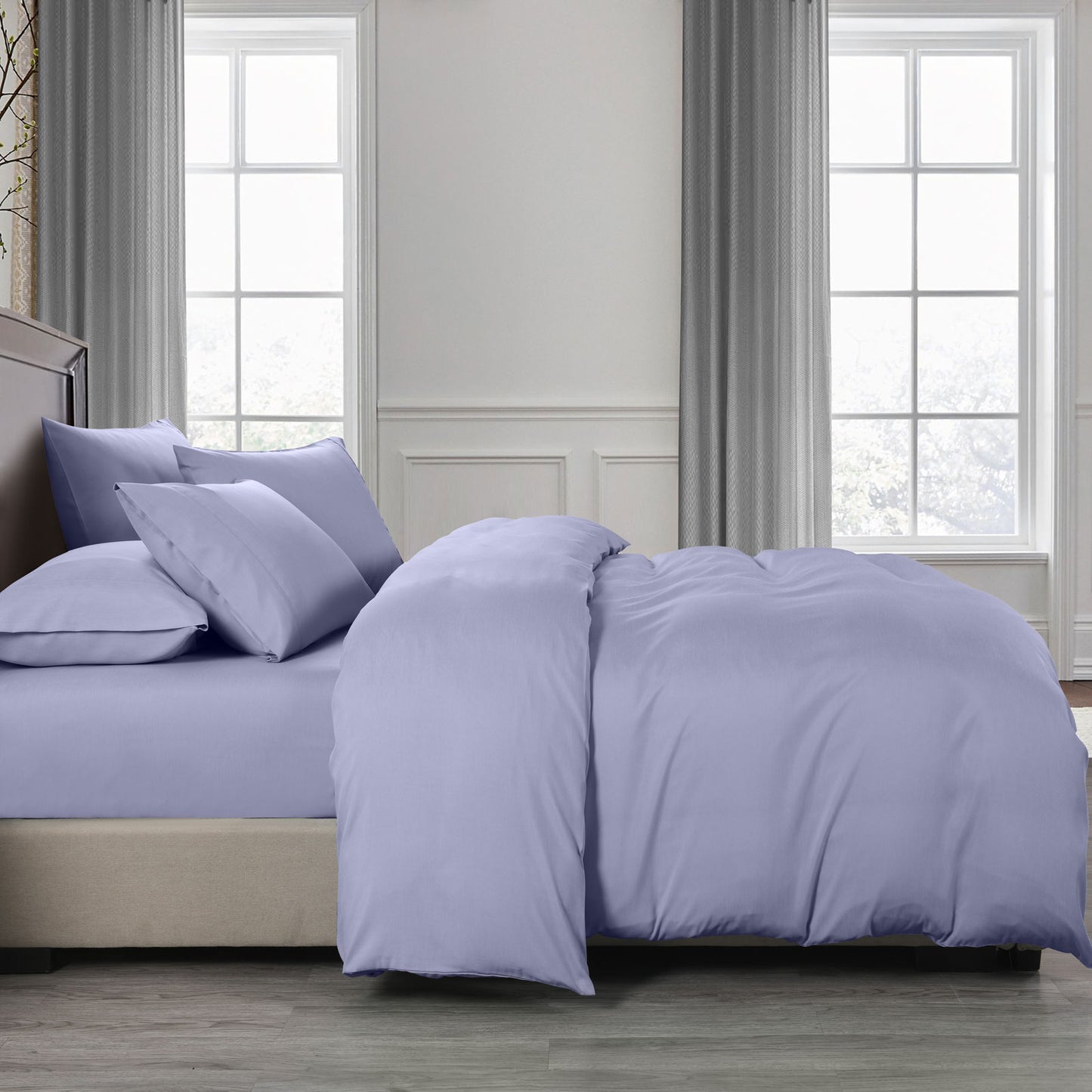 Royal Comfort Bamboo Cooling 2000TC Quilt Cover Set - King-Lilac Grey - image3