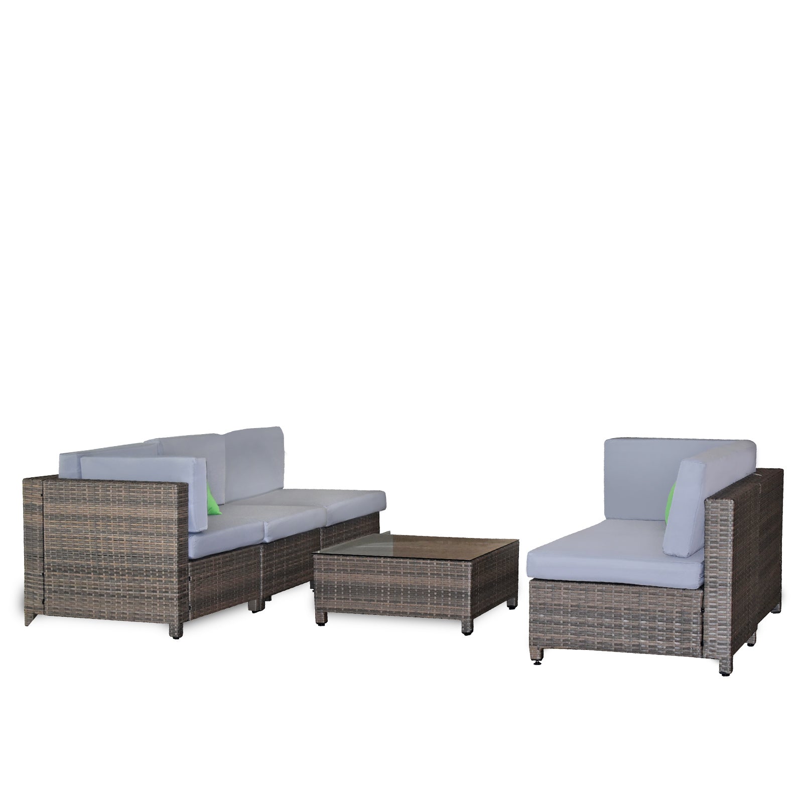 Milano Outdoor 5 PC Rattan Sofa Set Colour Oatmeal Seat & Black Coating (5 Boxes) - image5