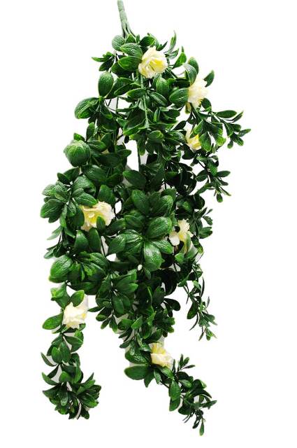 Hanging White Rose Stem UV 85cm - image3