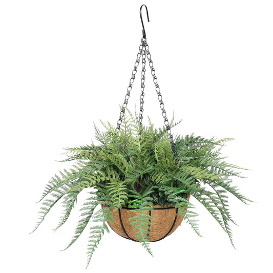 Potted Fern Hanging Basket (Fresh Green) UV Resistant 55cm - image1