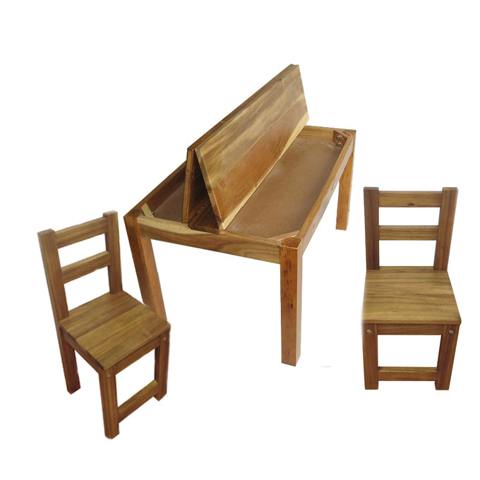 Hardwood study desk and 2 standard chairs - image2