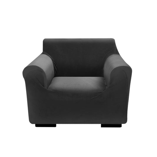 Couch High Stretch Sofa Lounge Cover Protector Recliner Slipcover 1 Seater Black - image1