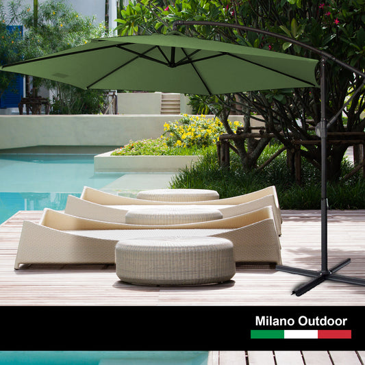 Milano Outdoor - Outdoor 3 Meter Hanging and Folding Umbrella - Green - image1