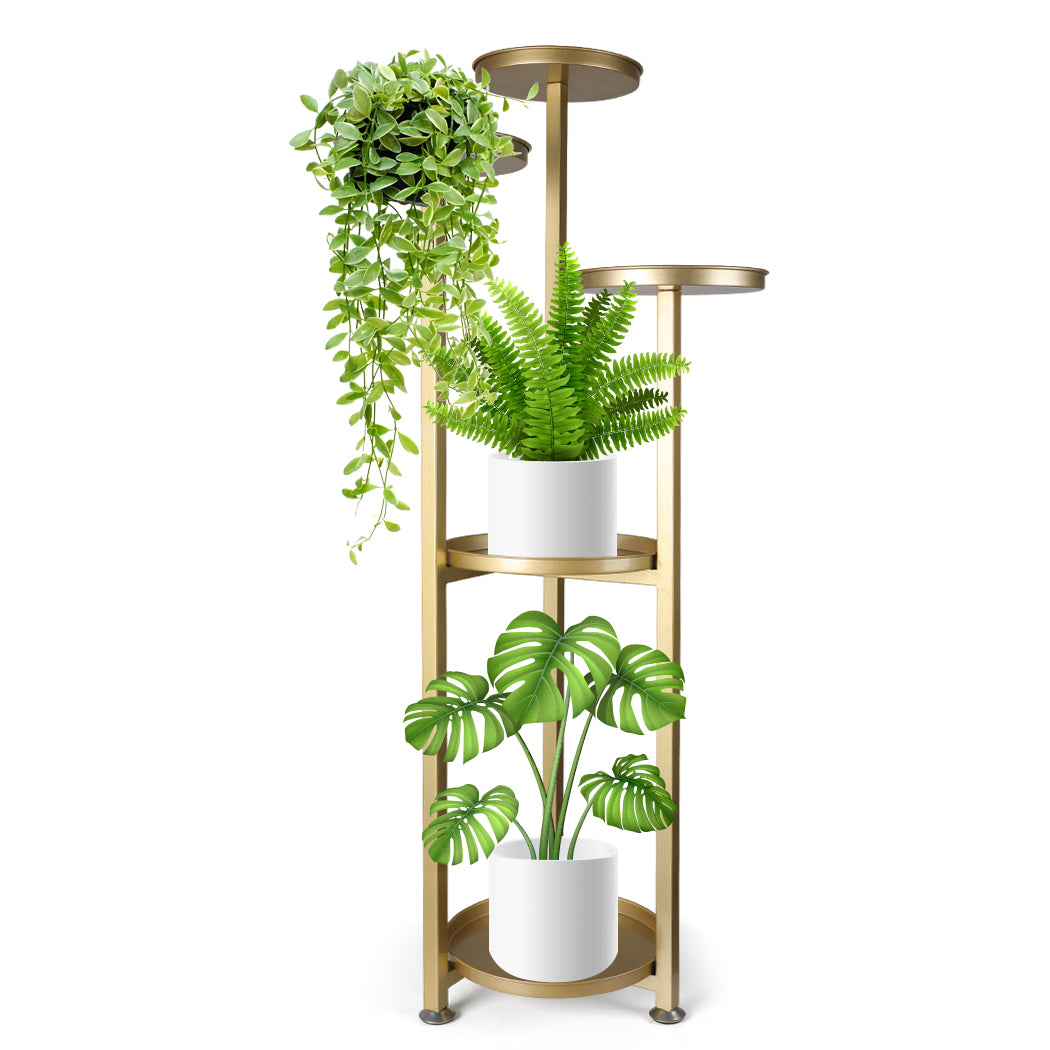 Plant Stand Outdoor Indoor Flower Pots Rack Garden Shelf Gold 120CM - image2