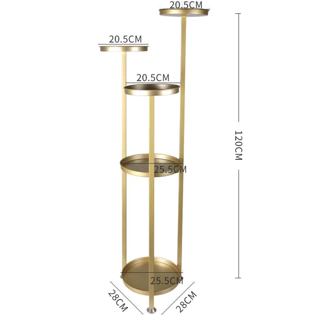 Plant Stand Outdoor Indoor Flower Pots Rack Garden Shelf Gold 120CM - image3